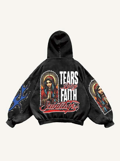 Men's Pullover Hooded Printed Sweater